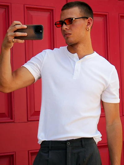 KOLBY SLIM FIT RIBBED T-SHIRT - WHITE