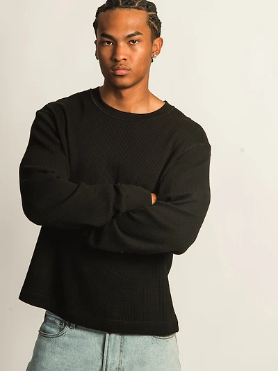KOLBY SHORT CUT LONG SLEEVE WAFFLE SHIRT