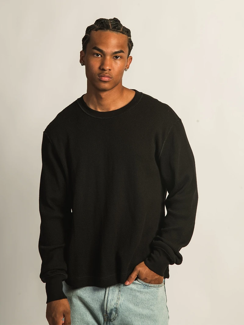 KOLBY SHORT CUT LONG SLEEVE WAFFLE SHIRT