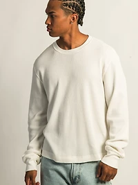 KOLBY SHORT CUT LONG SLEEVE WAFFLE SHIRT - OFF WHITE