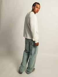 KOLBY SHORT CUT LONG SLEEVE WAFFLE SHIRT - OFF WHITE