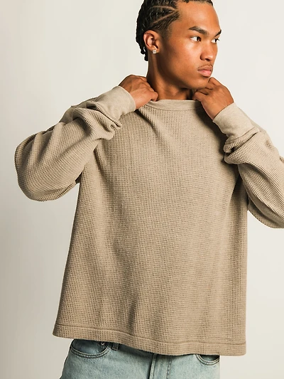 KOLBY SHORT CUT LONG SLEEVE WAFFLE SHIRT
