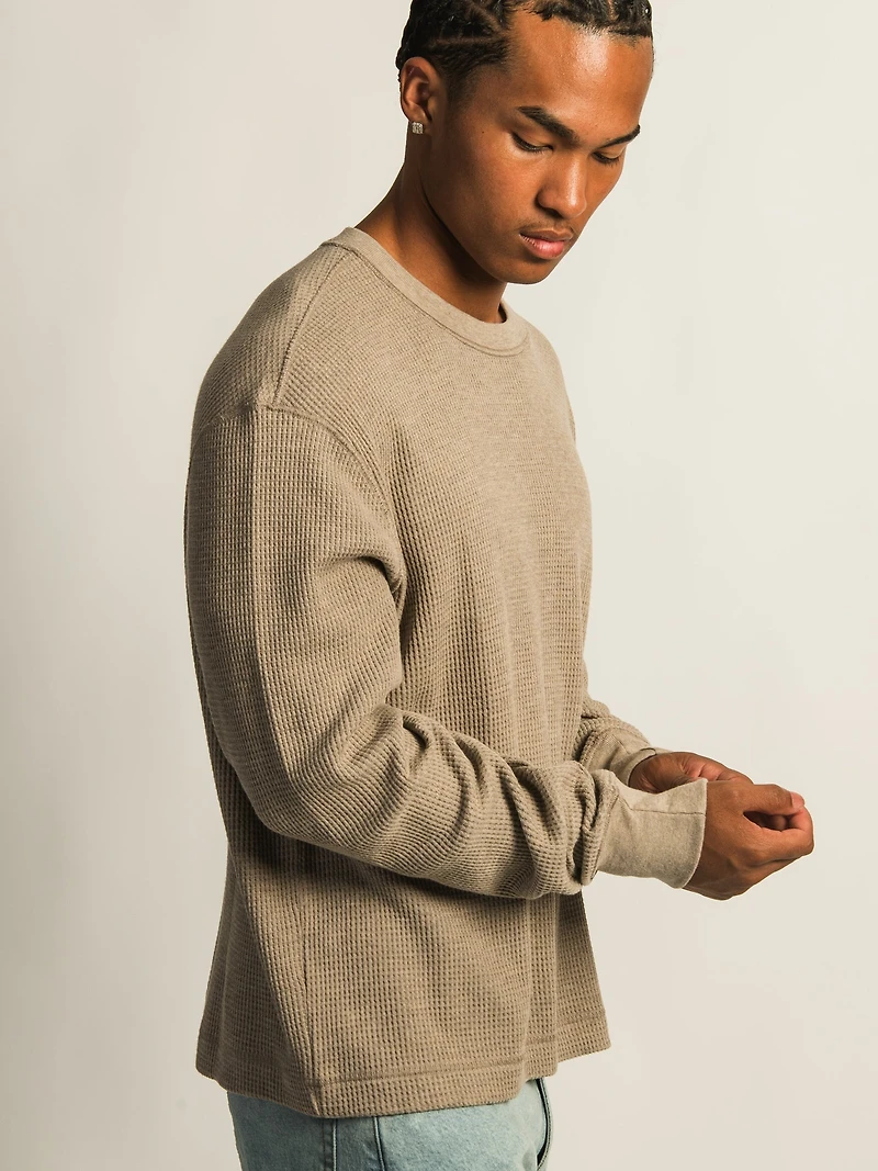 KOLBY SHORT CUT LONG SLEEVE WAFFLE SHIRT