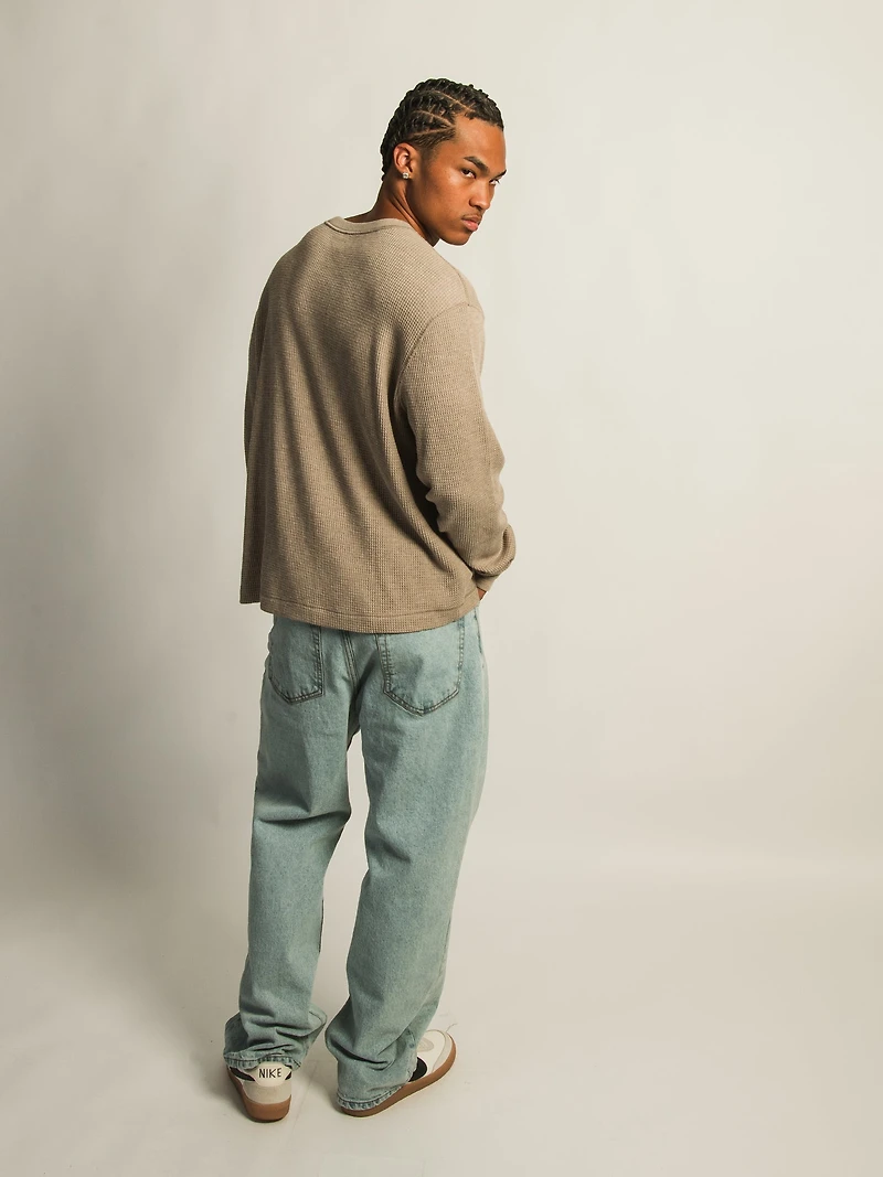 KOLBY SHORT CUT LONG SLEEVE WAFFLE SHIRT