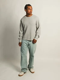 KOLBY SHORT CUT LONG SLEEVE WAFFLE SHIRT - HEATHER GREY