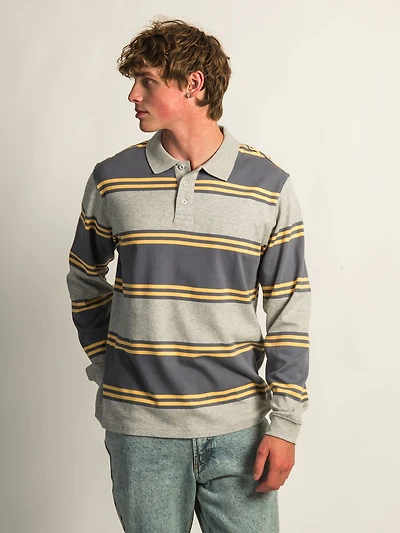 KOLBY LONG SLEEVE RUGBY SHIRT - HEATHER GREY