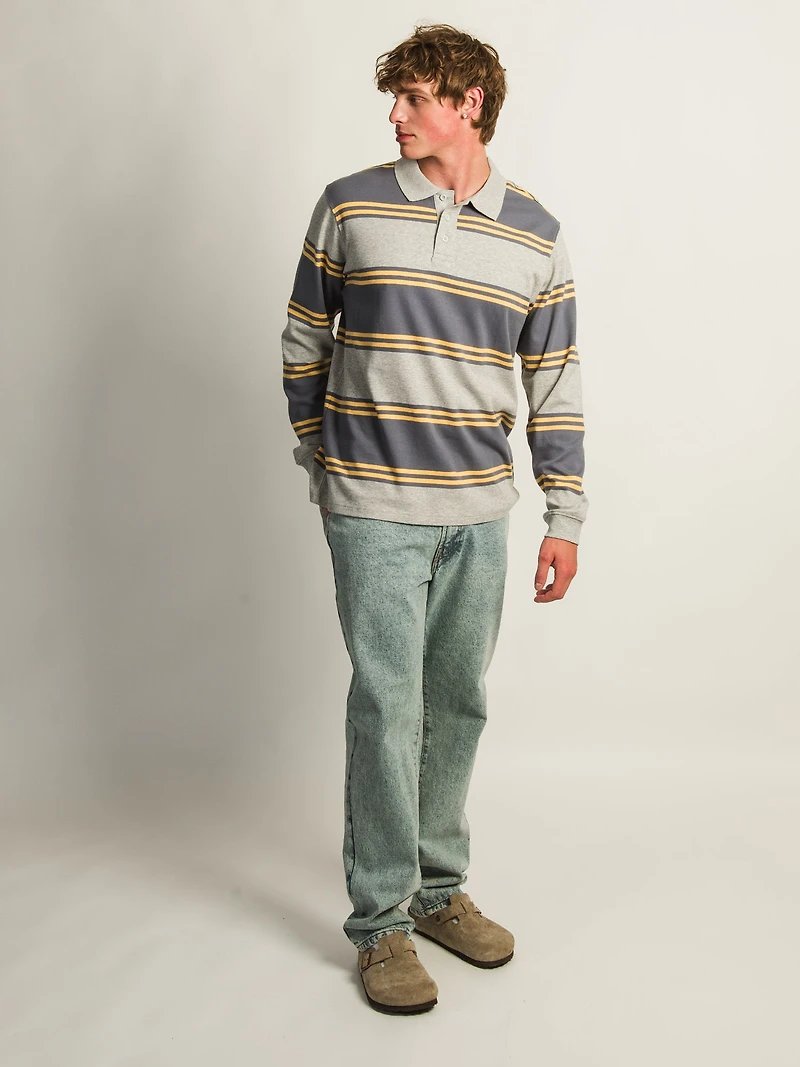 KOLBY LONG SLEEVE RUGBY SHIRT - HEATHER GREY