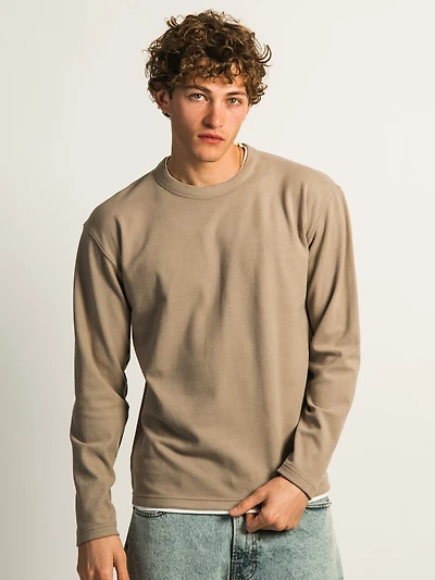 KOLBY LAYERED KNIT TEE- BROWN