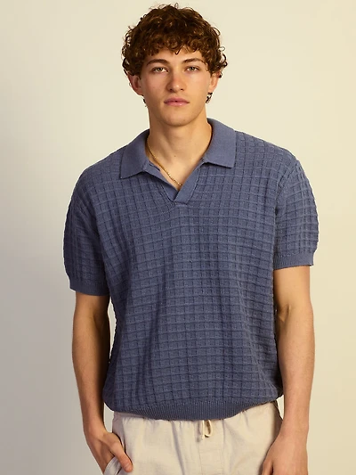 POLO AMPLE KOLBY KNIT – BLEU