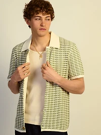 KOLBY RELAXED FIT KNIT BUTTON UP - VERT