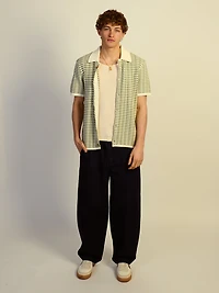 KOLBY RELAXED FIT KNIT BUTTON UP - GREEN