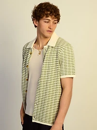 KOLBY RELAXED FIT KNIT BUTTON UP - GREEN