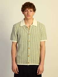 KOLBY RELAXED FIT KNIT BUTTON UP - GREEN