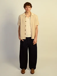 KOLBY RELAXED FIT KNIT BUTTON UP - IRON