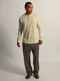 T-SHIRT HENLEY GAUFRÉ TEXTURÉ KOLBY - BLANC CASSÉ