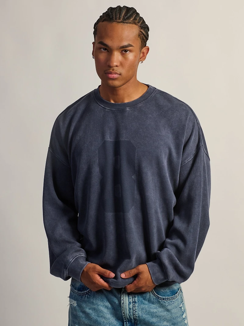 POIDS LOURD LONG SLEEVE WAFFLE - CHARCOAL NAVY