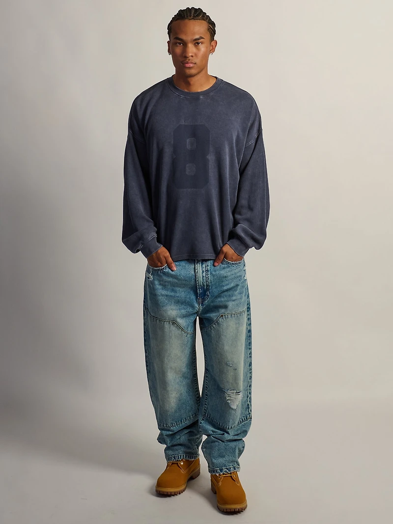 HEAVYWEIGHT LONG SLEEVE WAFFLE - CHARCOAL NAVY