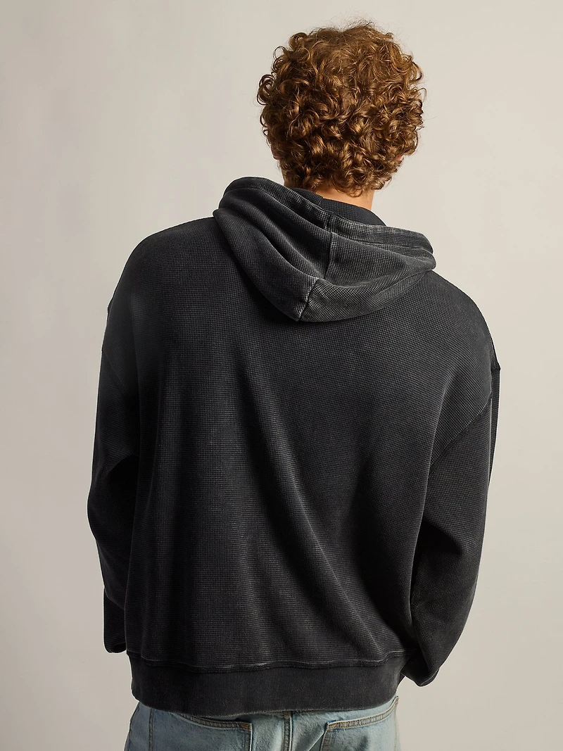 HEAVYWEIGHT WAFFLE HOODIE - BLACK