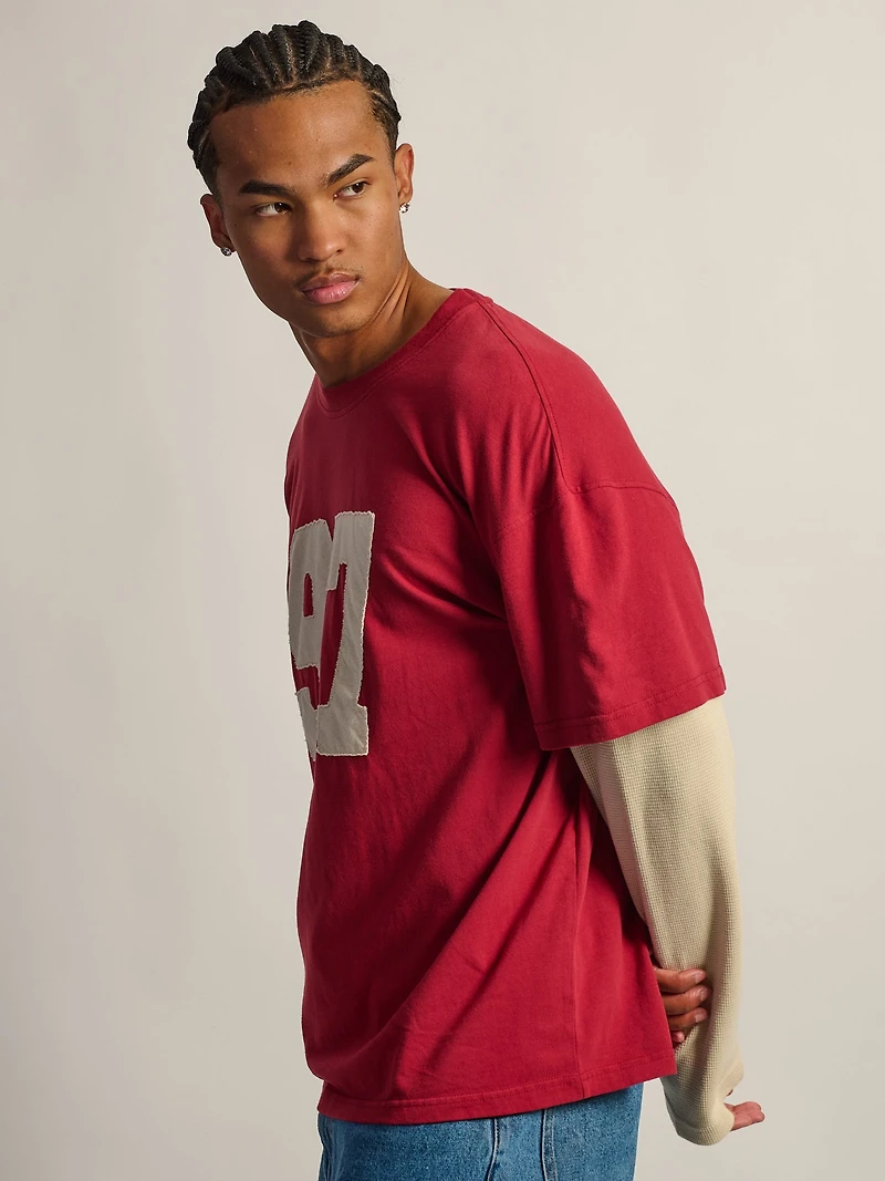 KOLBY T-SHIRT DE FOOTBALL GAUFRÉ À MANCHES LONGUES - ROUGE