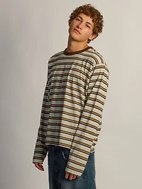 KOLBY ESSENTIAL BAGGY LONG SLEEVE TEE - BROWN STRIPE