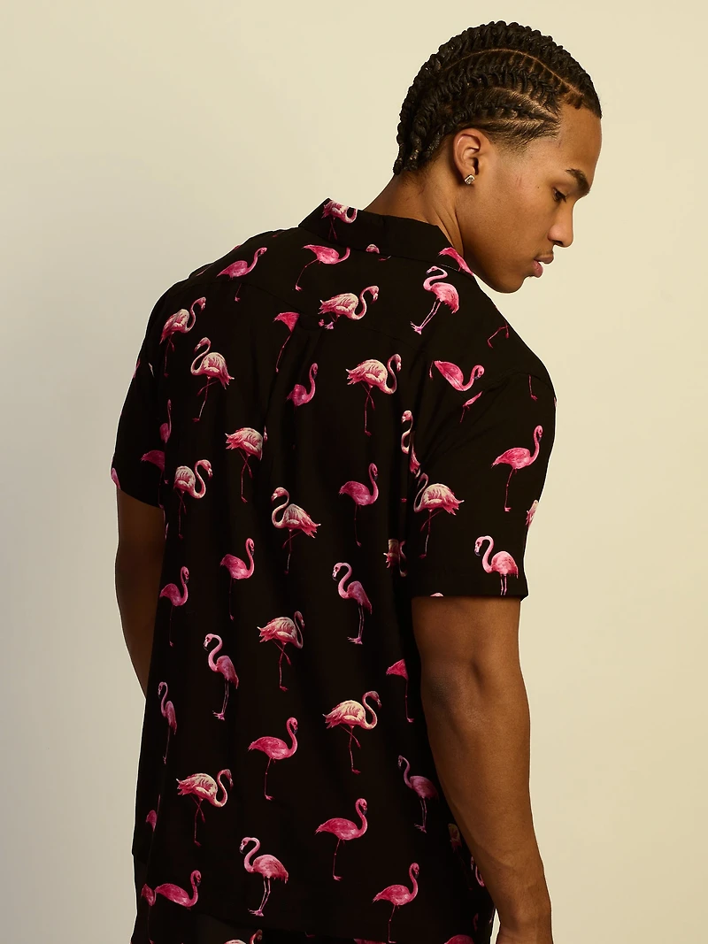 KOLBY FLAMINGO WOVEN SHIRT - NOIR