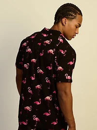 KOLBY FLAMINGO WOVEN SHIRT - NOIR