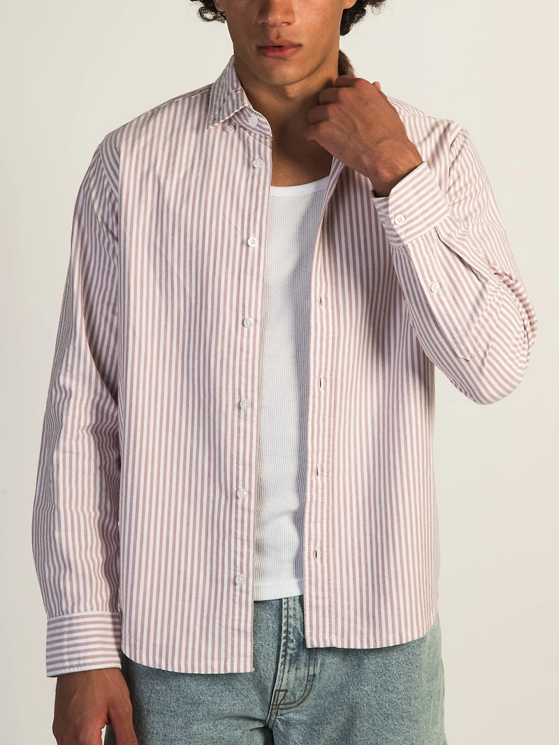 CHEMISE KOLBY OXFORD À RAYURES – CORAL