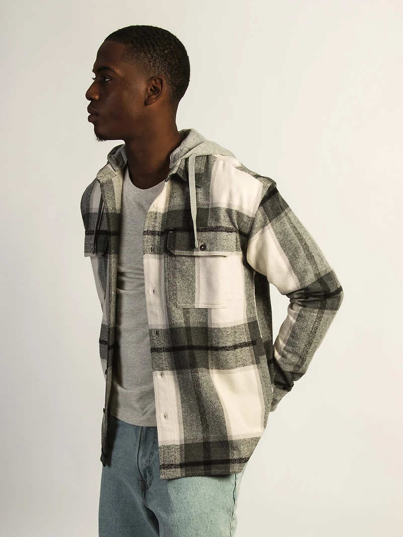 KOLBY FLANNEL HOODIE - GREY