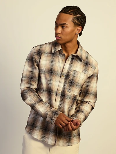 KOLBY BOXY PLAID SHIRT - NATURAL