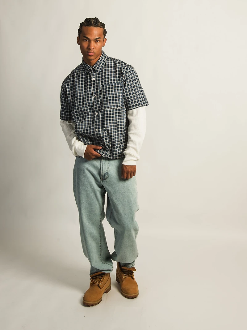 TSHIRT KOLBY PLAID À COUPE BOXY - BLEU