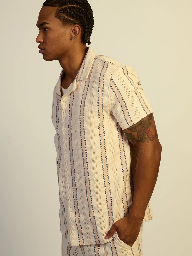 KOLBY RELAXED FIT STRIPE SHIRT - NATURAL