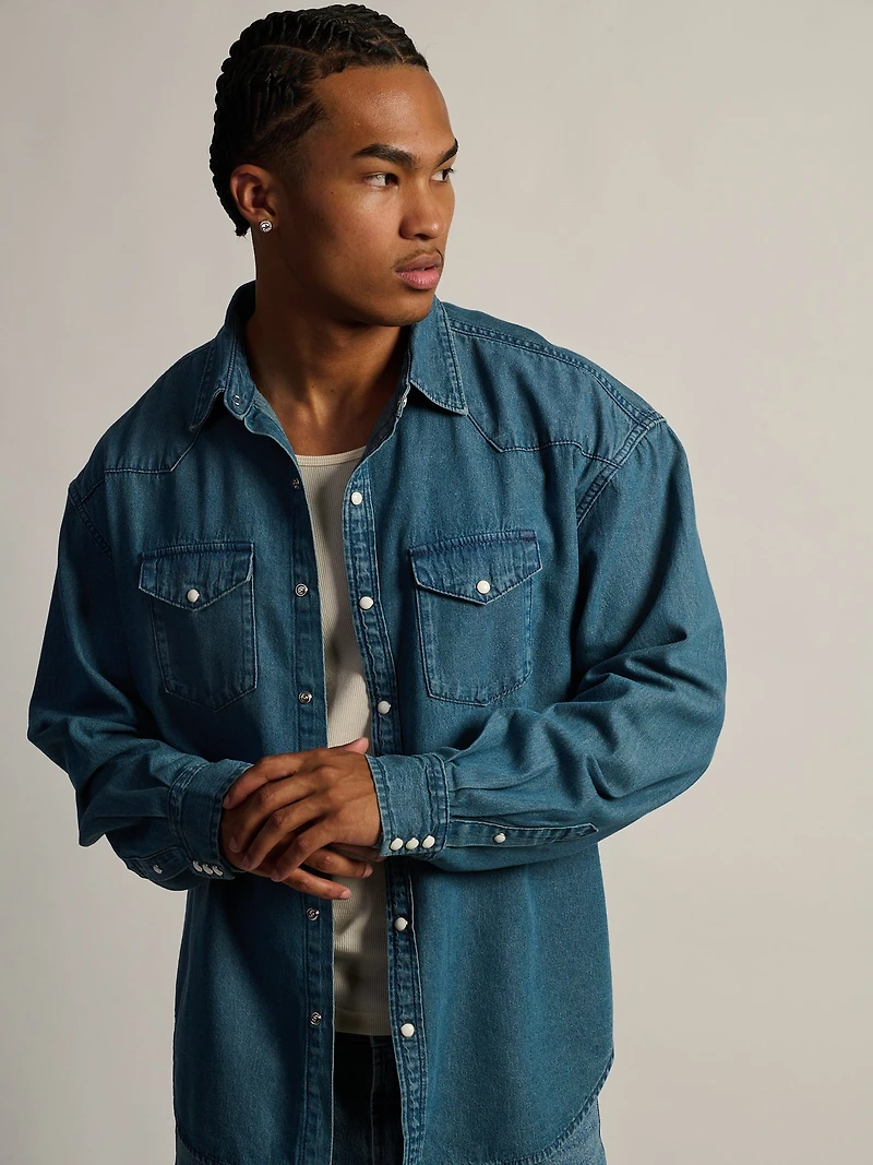 KOLBY WESTERN SHIRT - DENIM