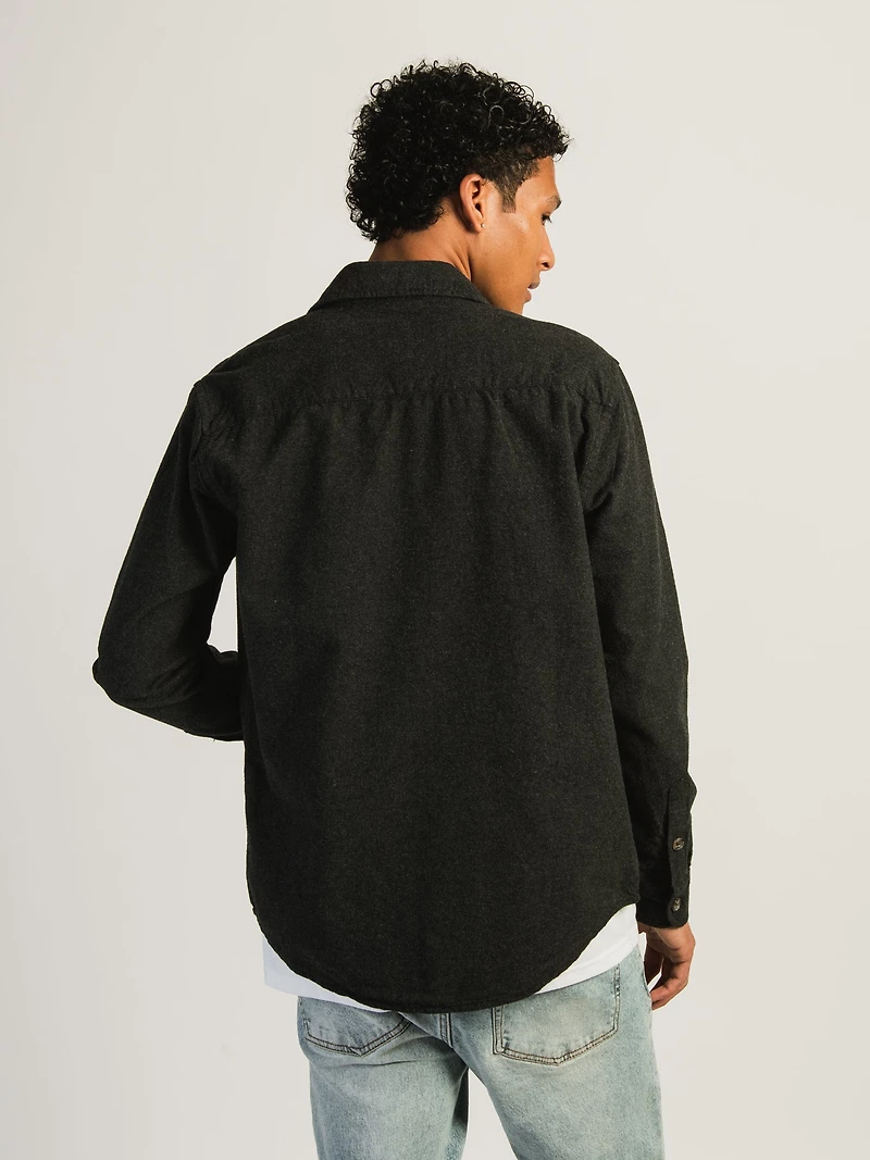 KOLBY EVERYDAY FLANNEL BUTTON UP - DARK GREY CLEARANCE