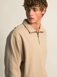 KOLBY RELAXED FIT QUARTER ZIP - PEBBLE