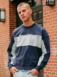 KOLBY STRIPED RELAXED CREW FIT - PERIWINKLE