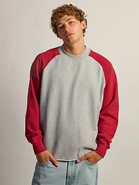 KOLBY RAGLAN CREW SWEAT À CAPUCHE - ROUGE