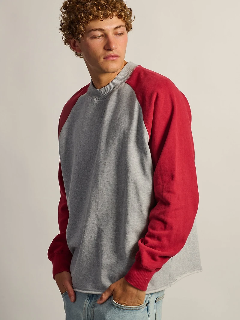 KOLBY RAGLAN CREW SWEAT À CAPUCHE - ROUGE