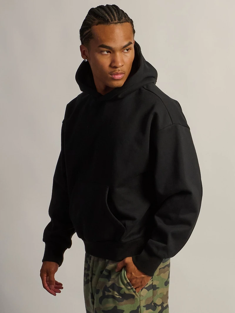KOLBY SWEAT À CAPUCHE COUPE LOURDE - NOIR