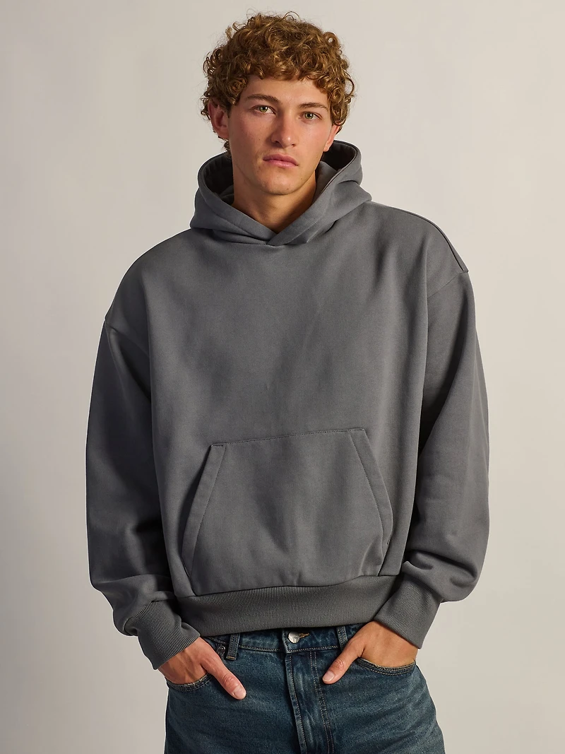 KOLBY SHORT CUT HEAVYWEIGHT HOODIE - CHARCOAL