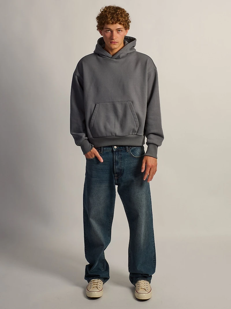 KOLBY SHORT CUT HEAVYWEIGHT HOODIE - CHARCOAL