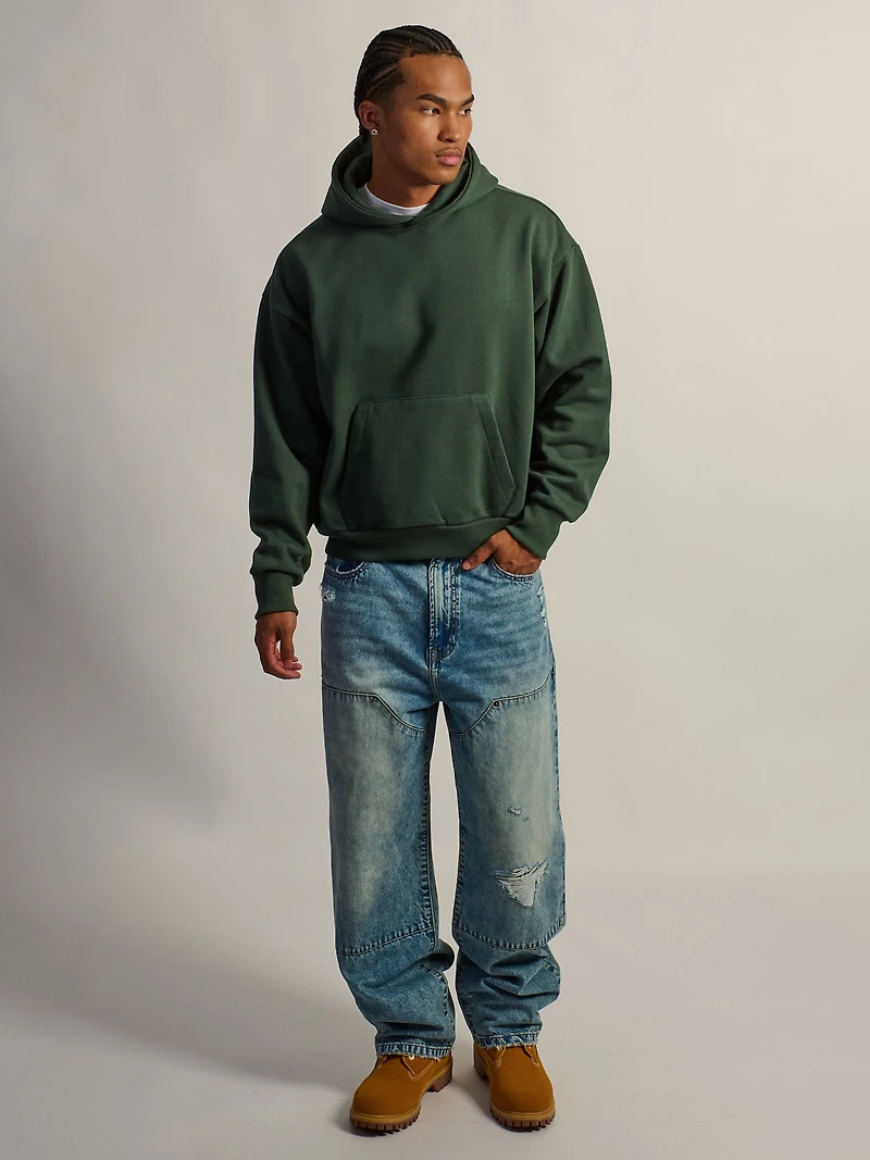 SWEAT À CAPUCHE LOURD COUPE COURT KOLBY - VERT
