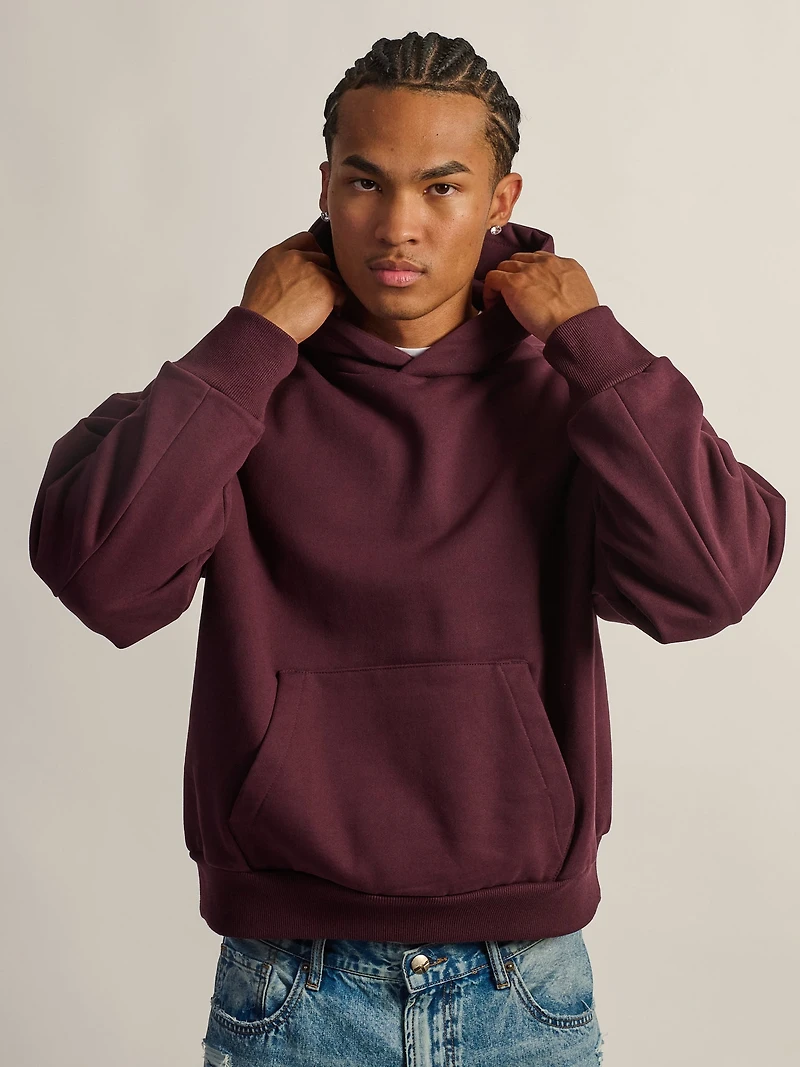 KOLBY SHORT CUT HEAVYWEIGHT HOODIE - PLUM