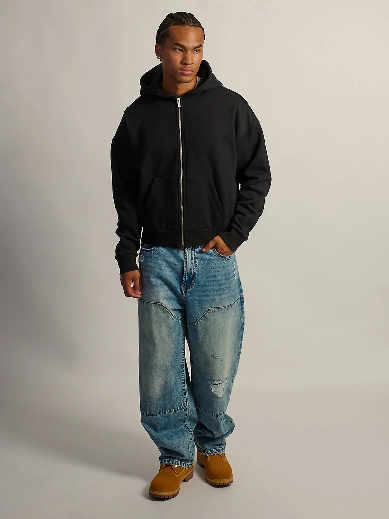 KOLBY SHORT CUT HEAVYWEIGHT ZIP-UP - BLACK