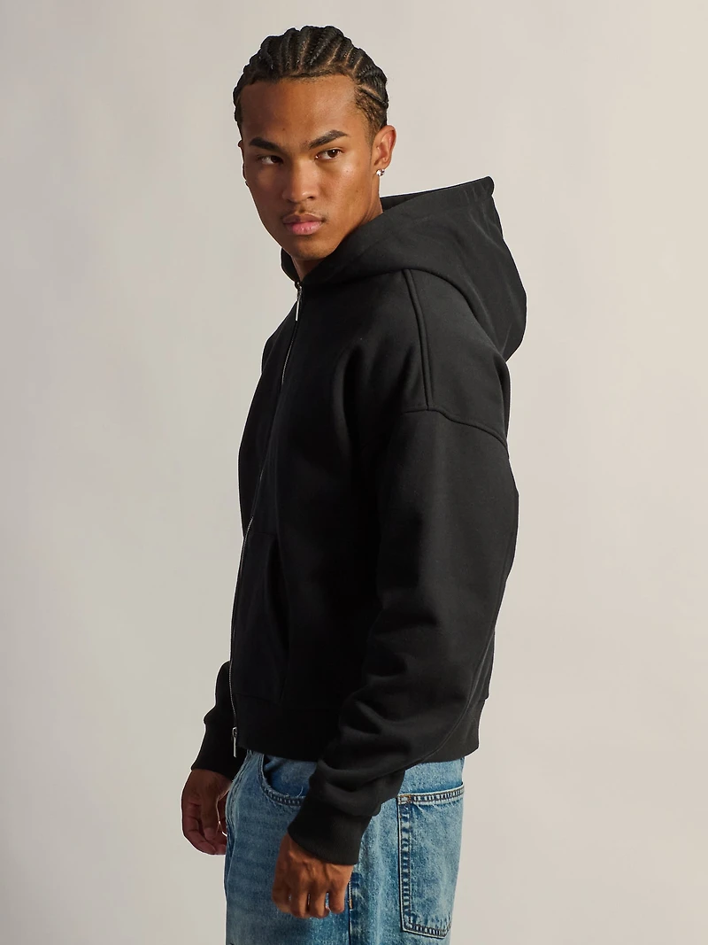 KOLBY SHORT CUT HEAVYWEIGHT ZIP-UP - BLACK