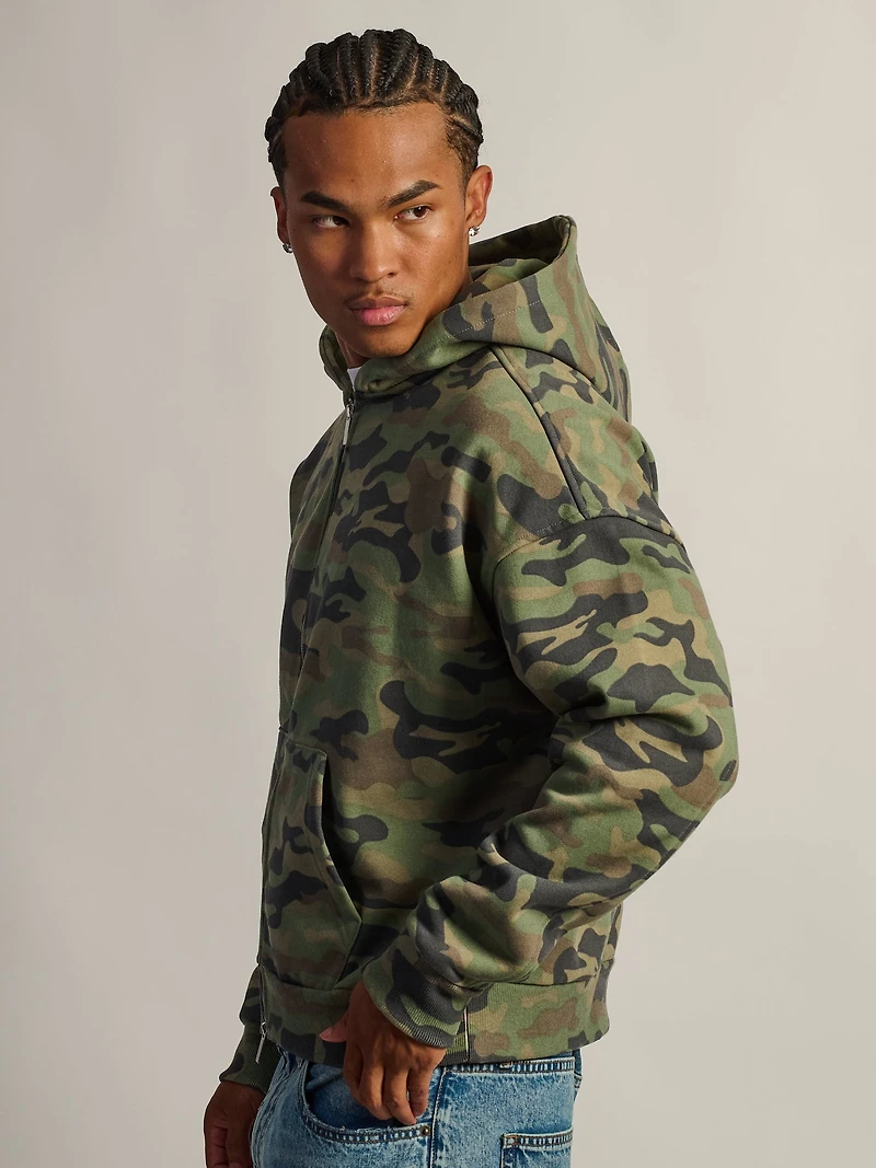 KOLBY SHORT CUT HEAVYWEIGHT ZIP-UP - CAMOUFLAGE