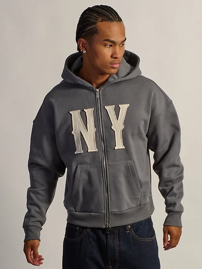 KOLBY SHORT CUT HEAVYWEIGHT ZIP-UP - CHARCOAL