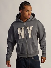KOLBY SHORT CUT HEAVYWEIGHT ZIP-UP - CHARCOAL