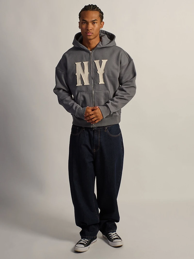 KOLBY SHORT CUT HEAVYWEIGHT ZIP-UP - CHARCOAL