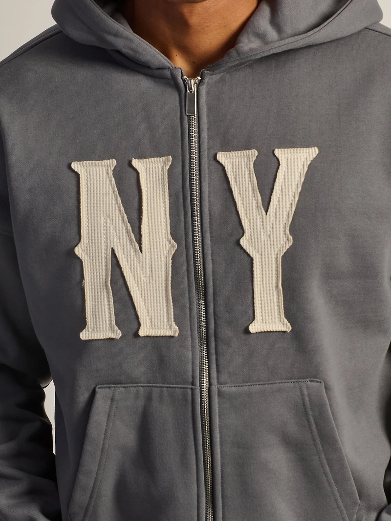 KOLBY SHORT CUT HEAVYWEIGHT ZIP-UP - CHARCOAL