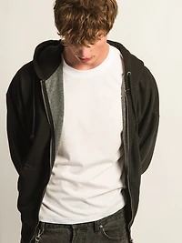 KOLBY RELAXED CREW FIT FULL ZIP HOODIE - BLACK